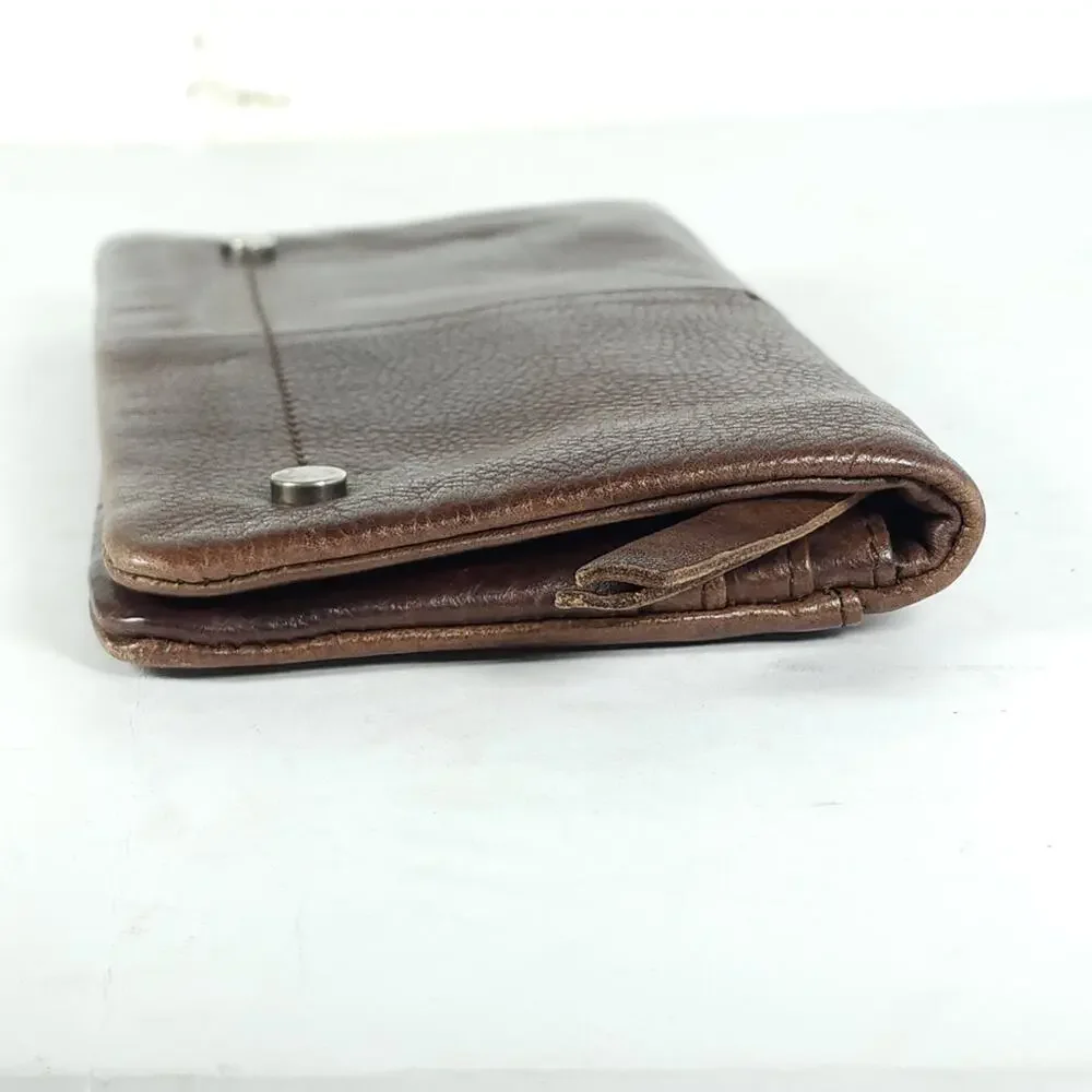 LATICO Terry Brown Distressed Leather Credit Cards Slots Flap Bifold Wallet